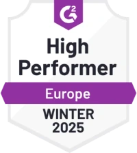 G2 High Performer badge — Virtual Event Platforms, Europe, Winter 2025