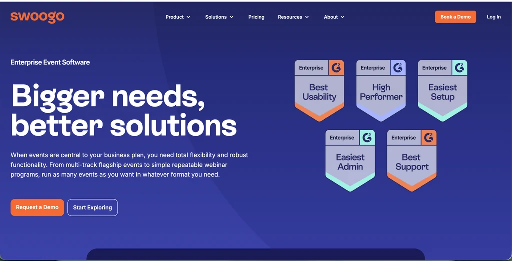 Swoogo enterprise event software homepage