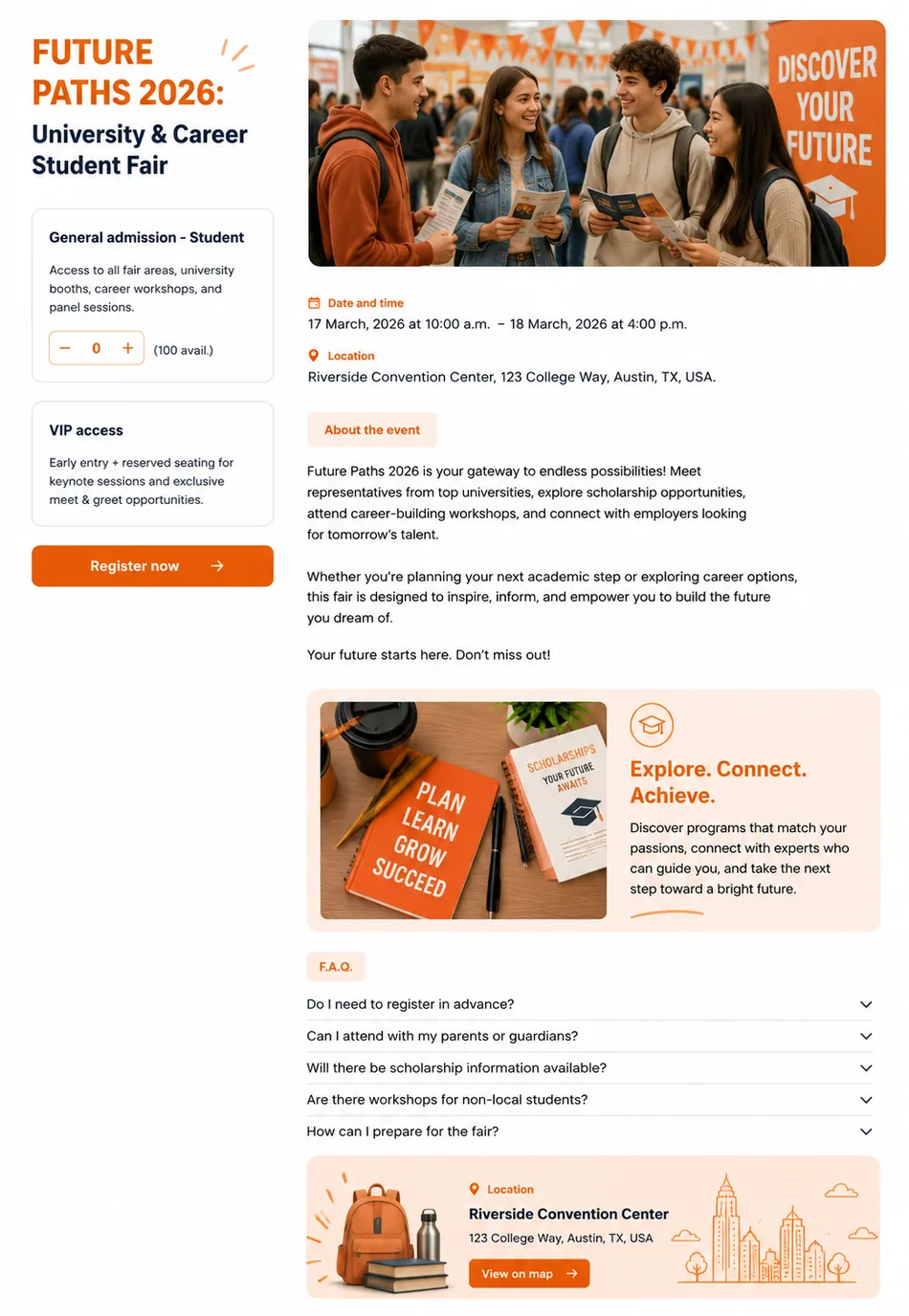 A real Eventtia event page — light-themed format.